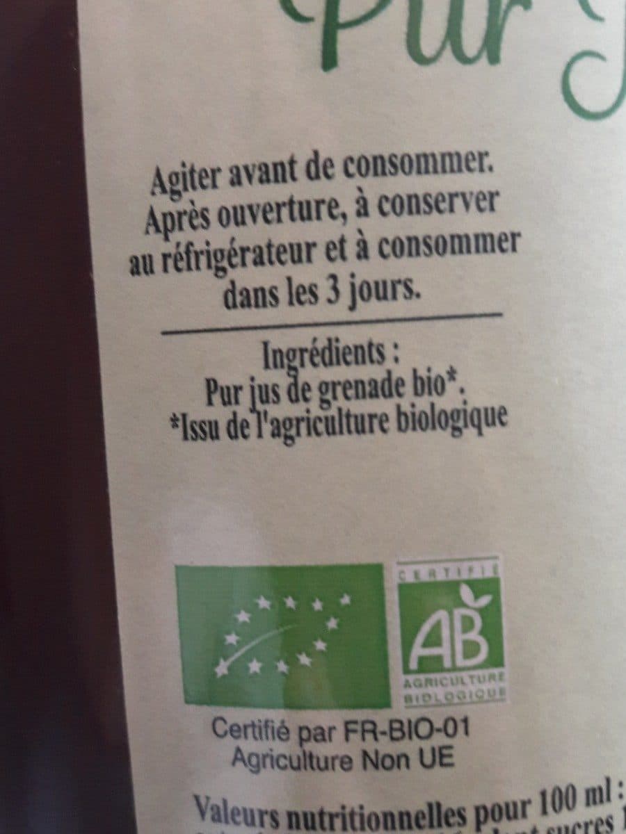 Finesse des Vergers Pur jus de grenade Bio packshot