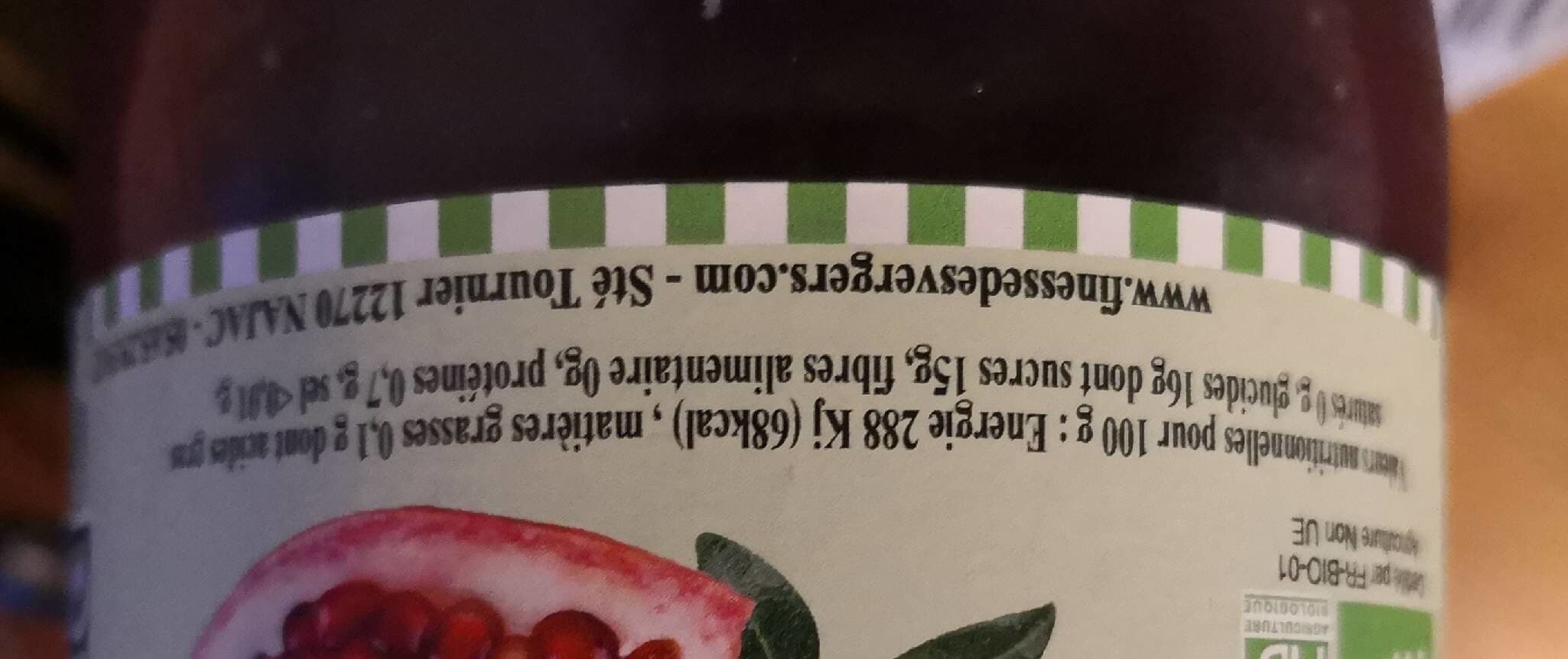 Finesse des Vergers Pur jus de grenade Bio packshot