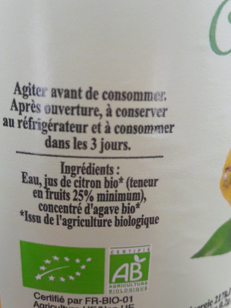 Finesse des Vergers Citronnade bio packshot