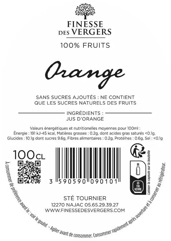 Finesse Des Vergers Pur jus Orange packshot