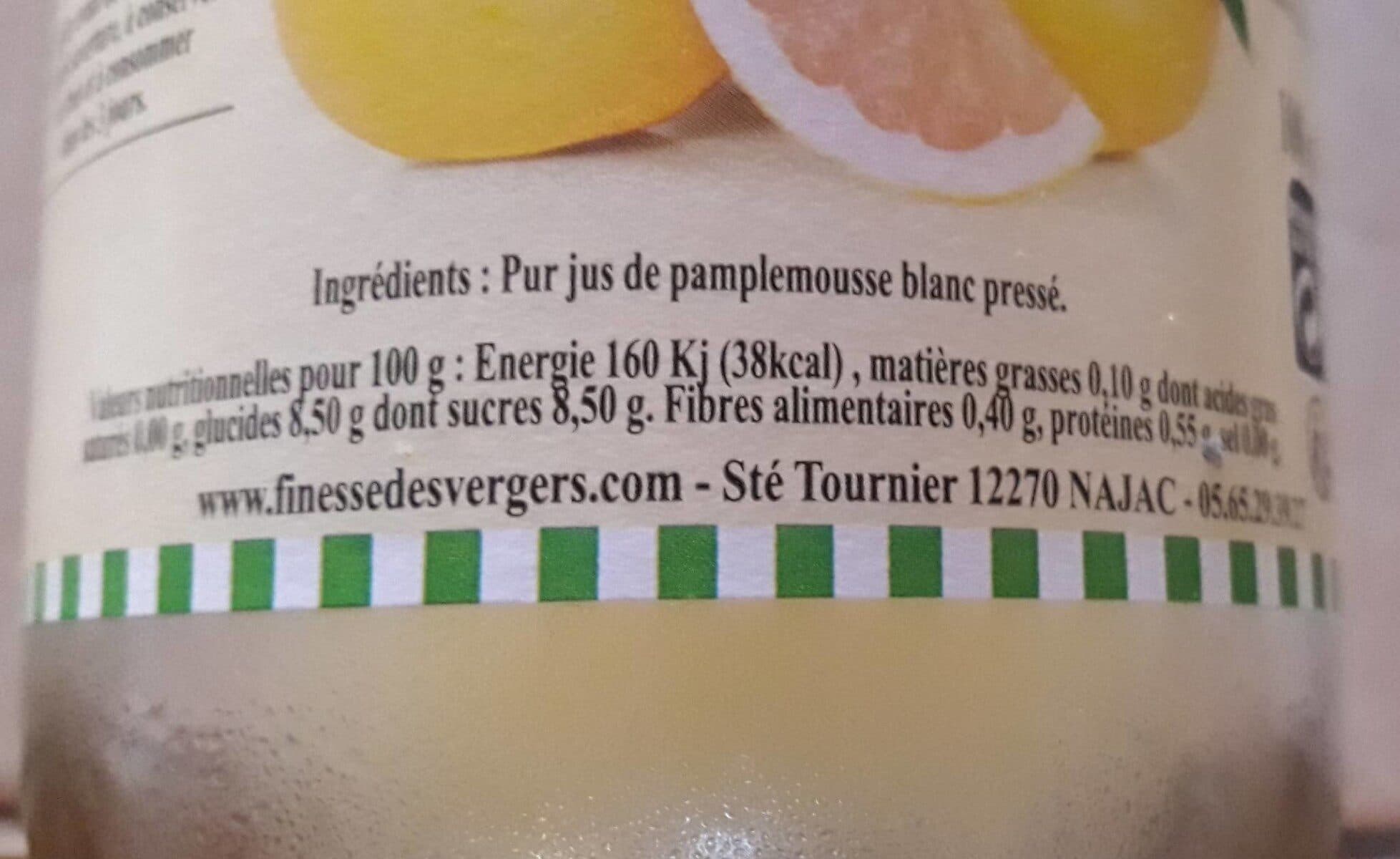 Finesse des Vergers pur jus de pamplemousse blanc packshot