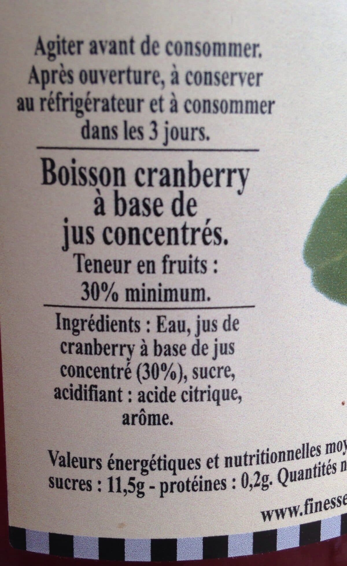 Finesse des Vergers Boisson Cranberry packshot