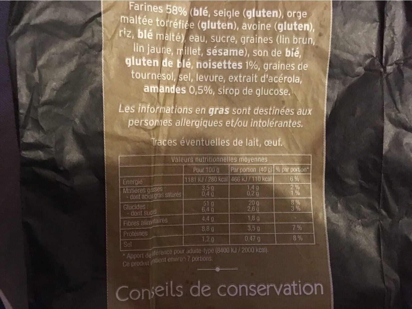 Leclerc Pain cereales noisettes amandes packshot