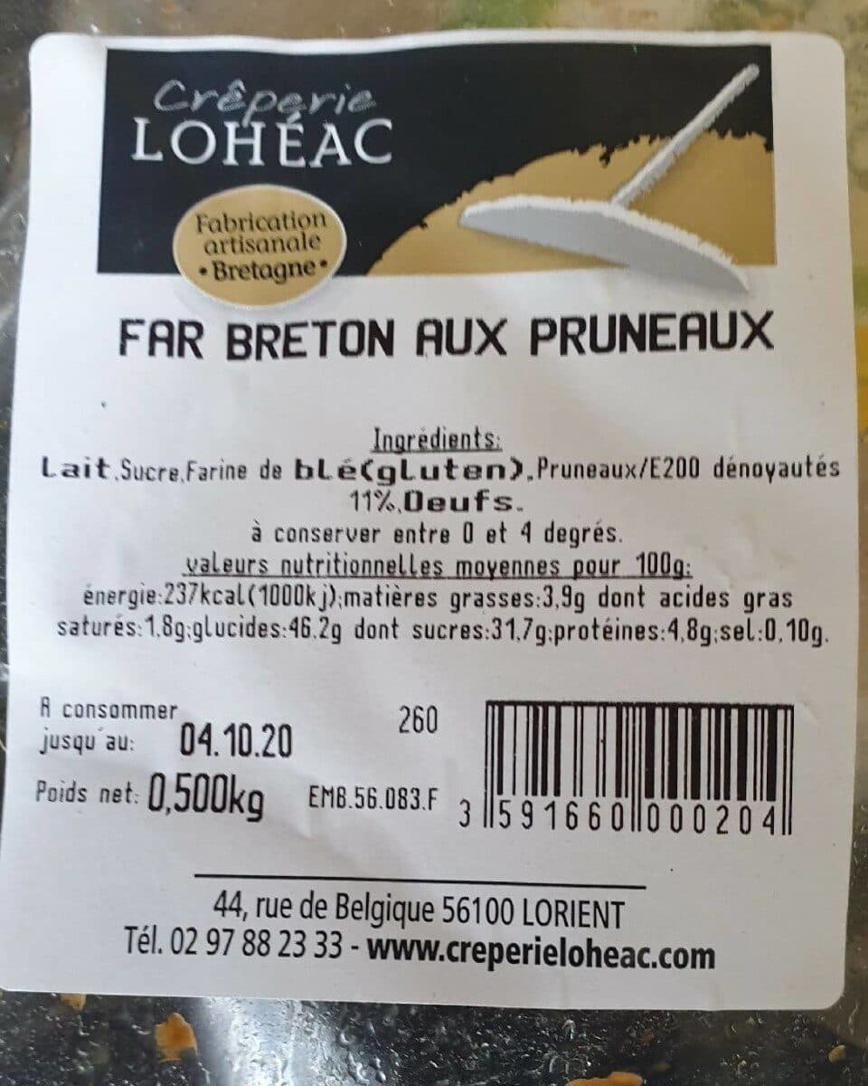 Crêperie Lohéac Far breton aux pruneaux packshot