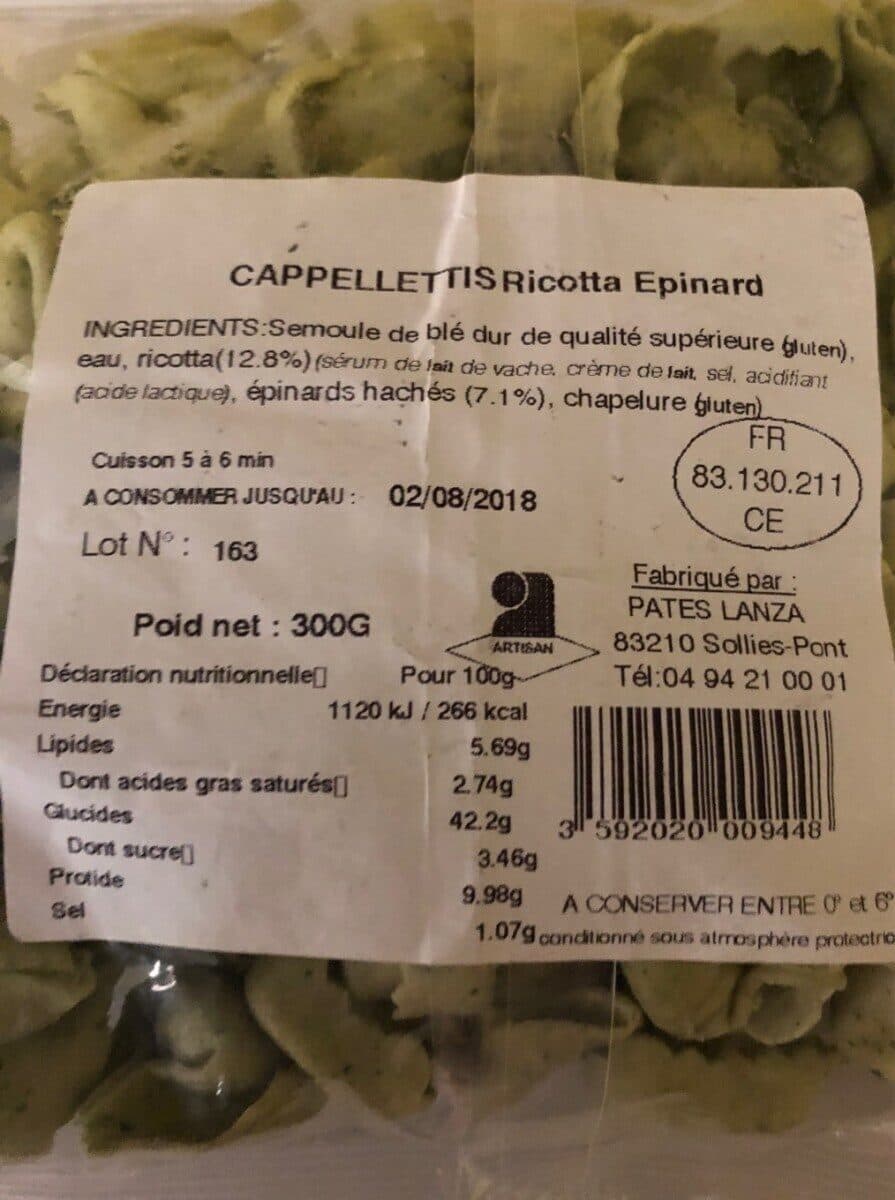 Open Food Facts Cappellettis ricotta epinard packshot