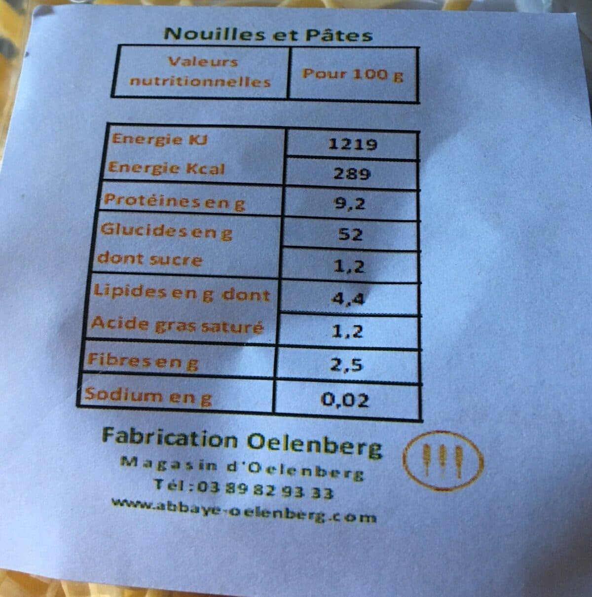 Open Food Facts Pates moyennes aux oeufs packshot