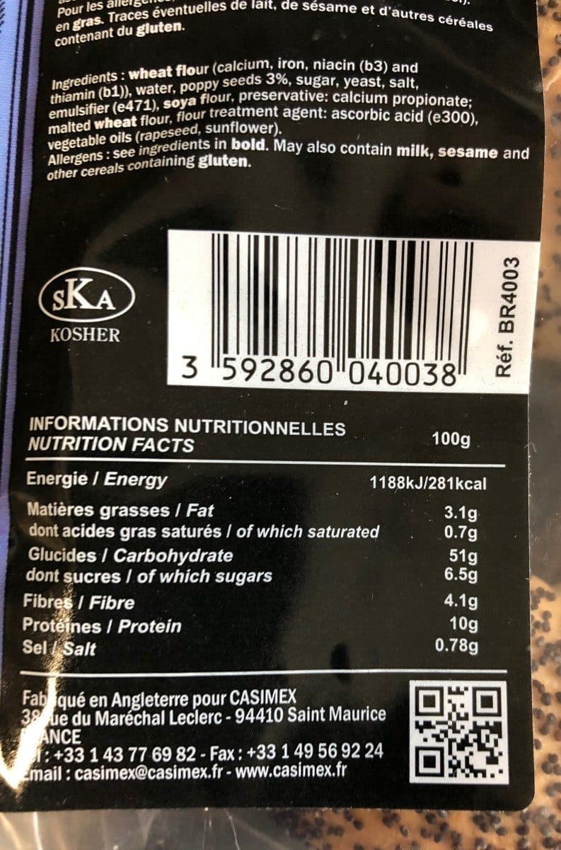 Open Food Facts 4 bagels au pavot packshot