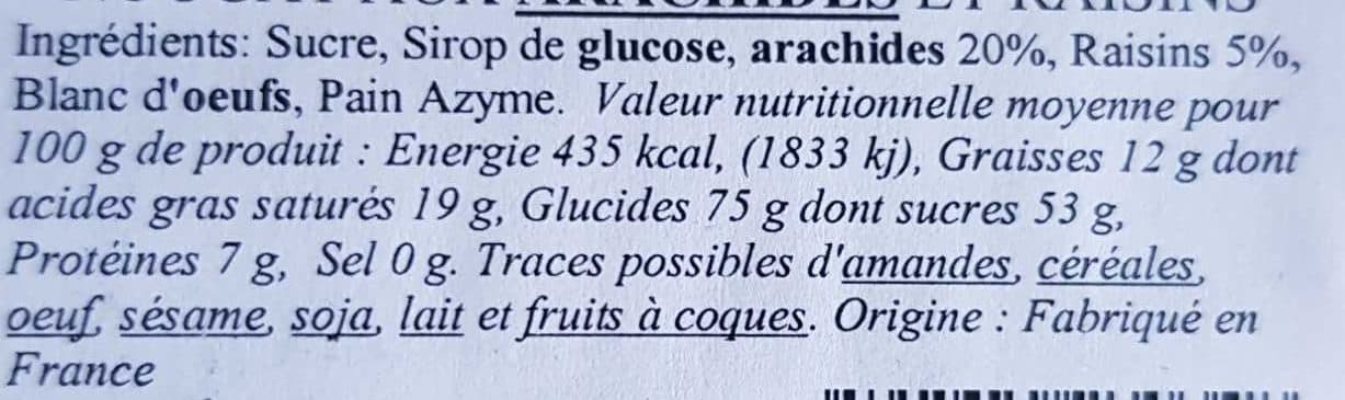 Palais imperial Nougat aux arachides et raisins packshot