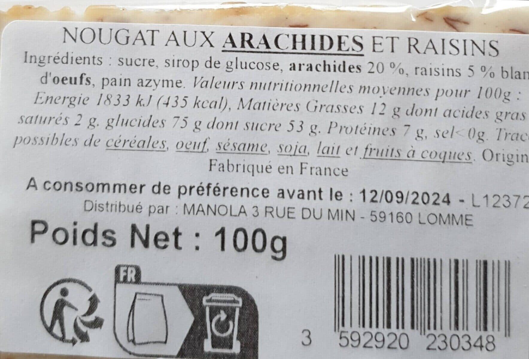 Palais imperial Nougat aux arachides et raisins packshot