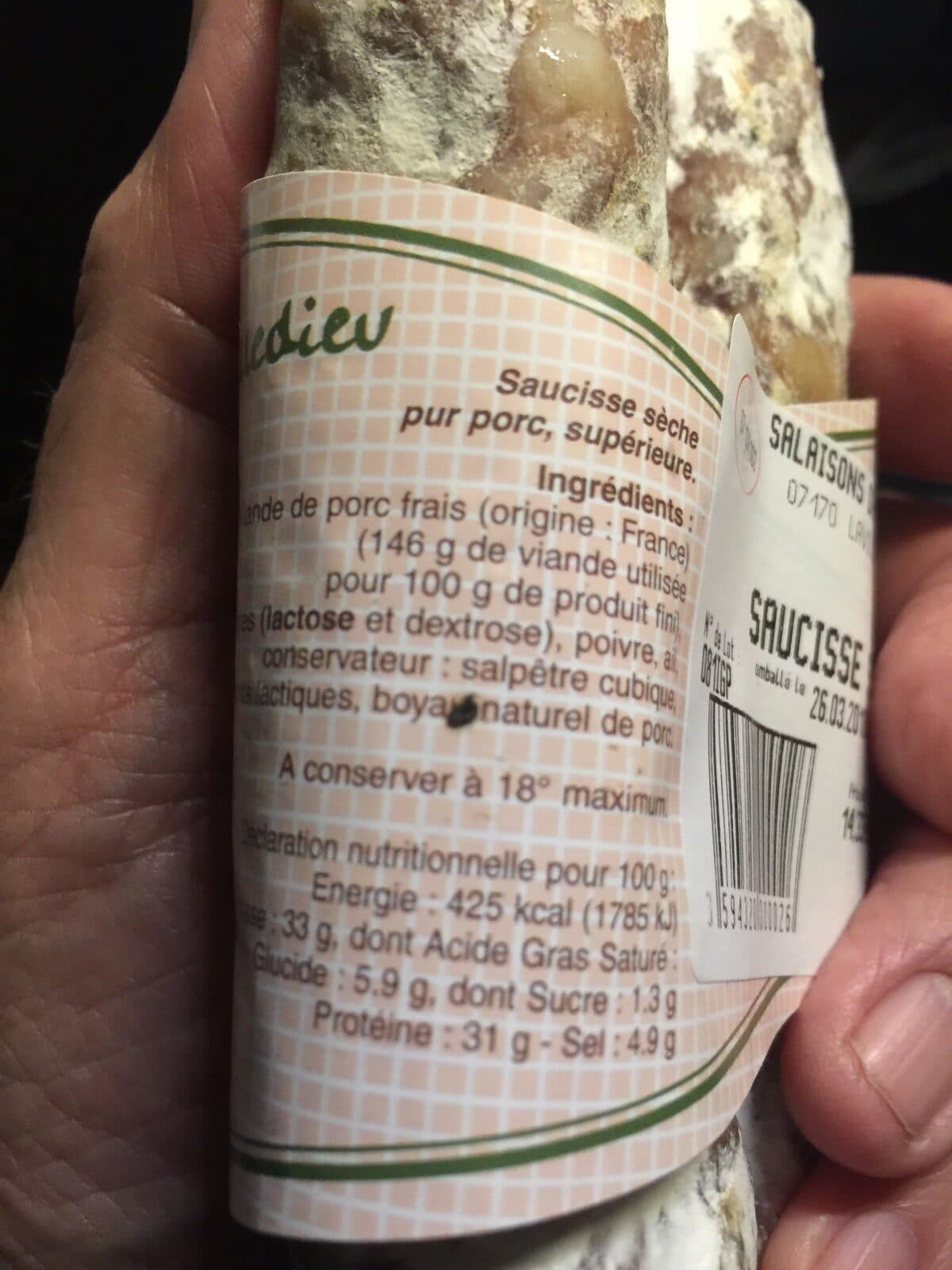 Open Food Facts Saucisse Sèche packshot