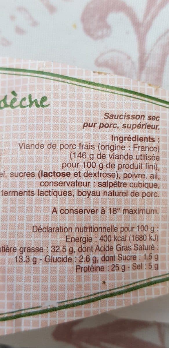 Open Food Facts Saucisson bride de l Ardèche artisanal packshot