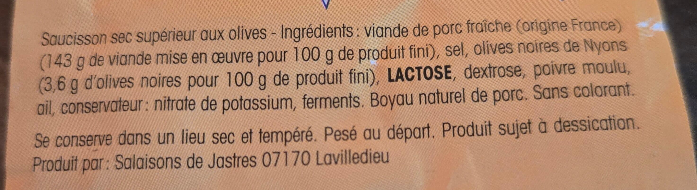Salaisons de jastres Saucissons sec aux olives packshot