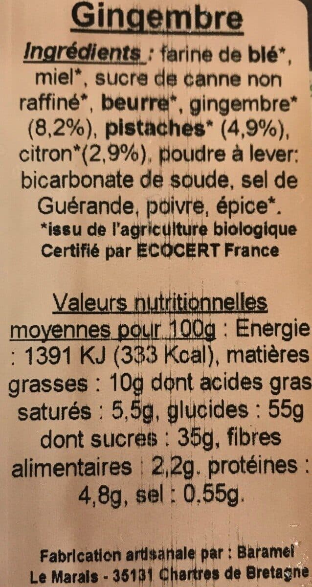 Baramel Pain d'épices Gingembre, Pistaches et Citron packshot