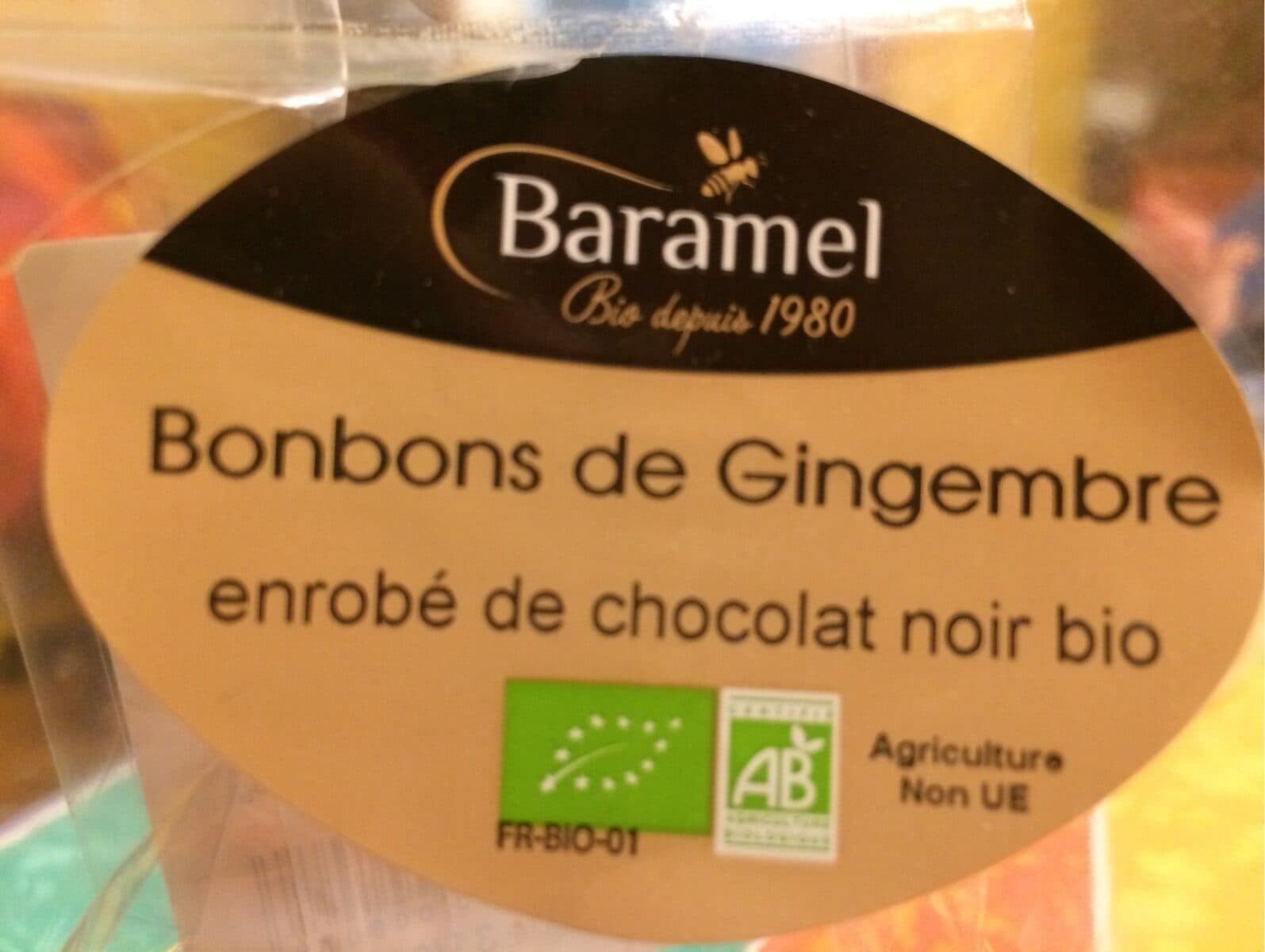 Baramel Bonbons de gingembre enrobé de chocolat noir packshot