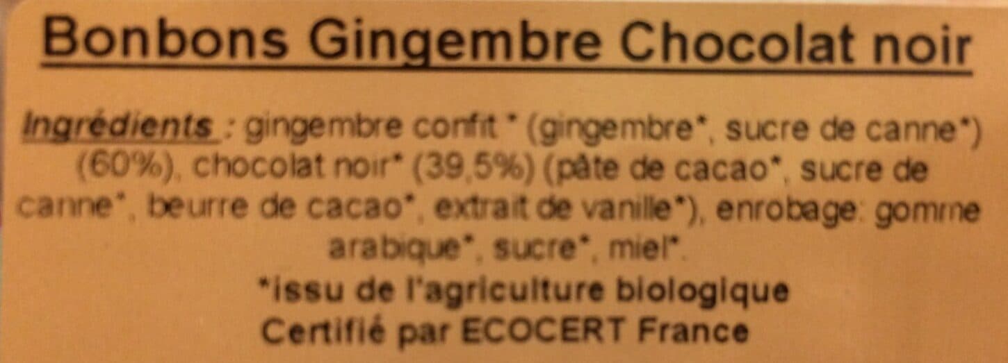Baramel Bonbons de gingembre enrobé de chocolat noir packshot