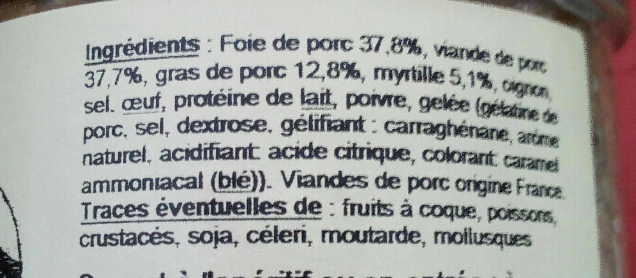 Open Food Facts Pâté à la myrtille packshot