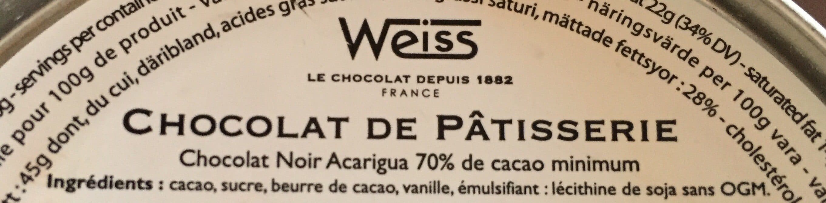 Weiss Chocolat de patisserie packshot