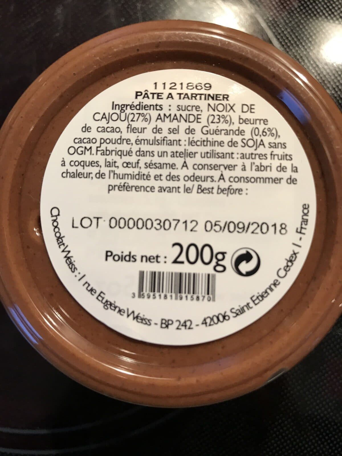 Weiss Ma pâte à tartiner praliné cajou packshot
