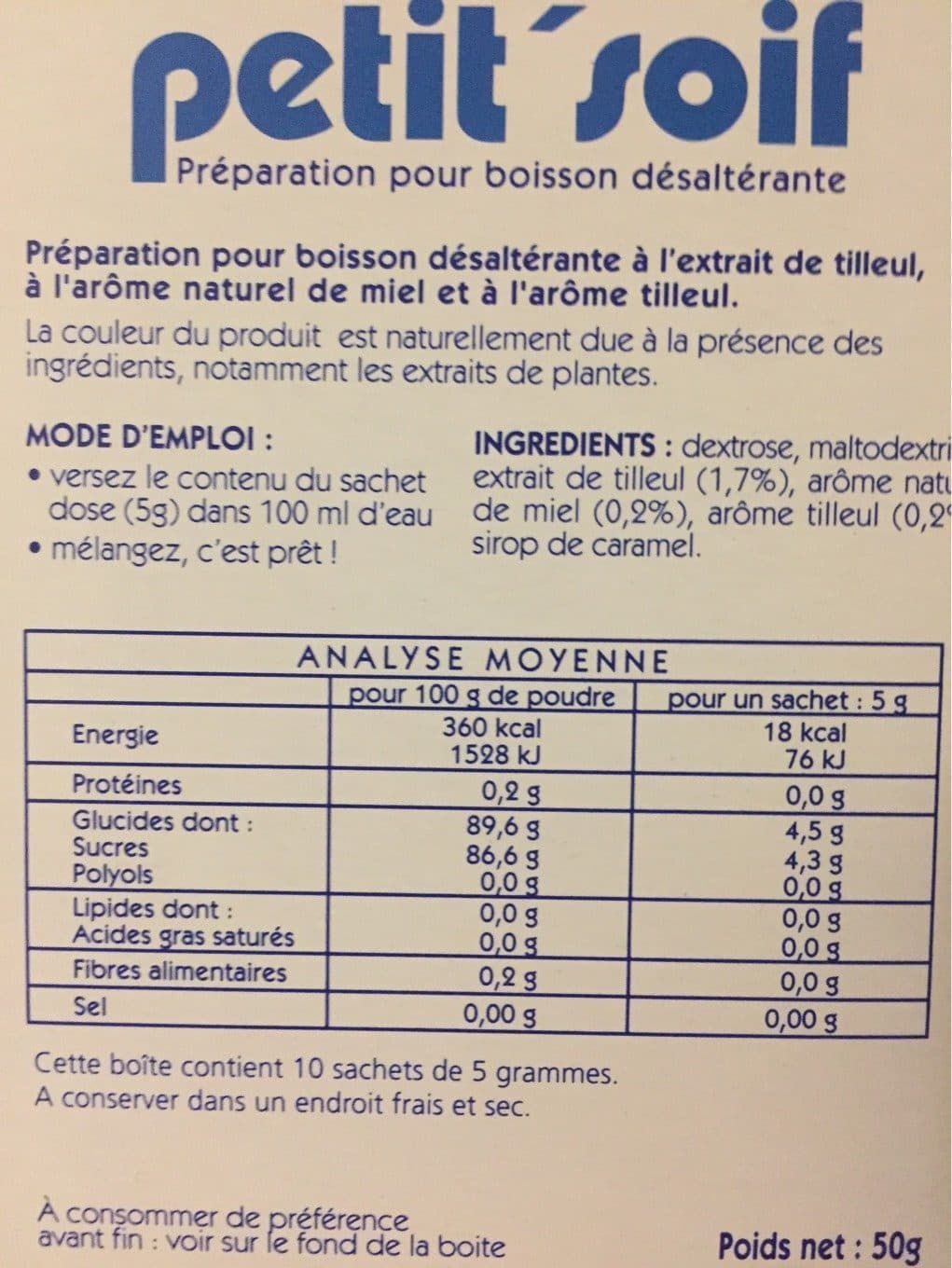 Bébisol Bebisol Petit'soif Préparation Pour Boisson Miel Tilleul. BT packshot
