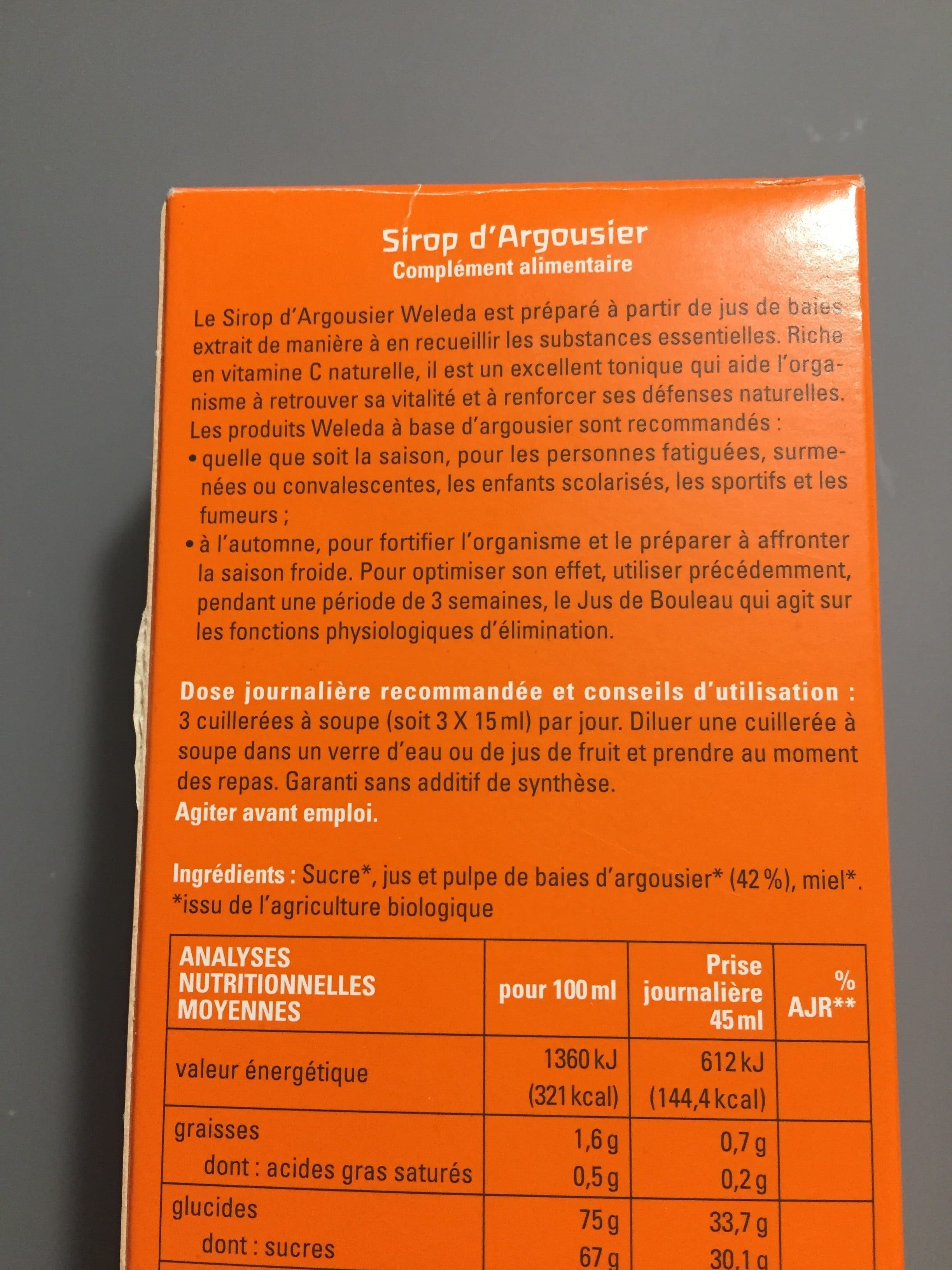 Weleda Sirop D'argousier Bio - 200 ML - Weleda packshot