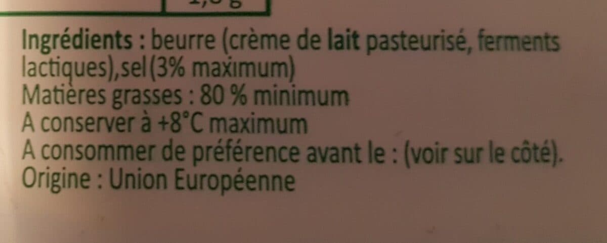 Open Food Facts Beurre demi sel le moulé packshot