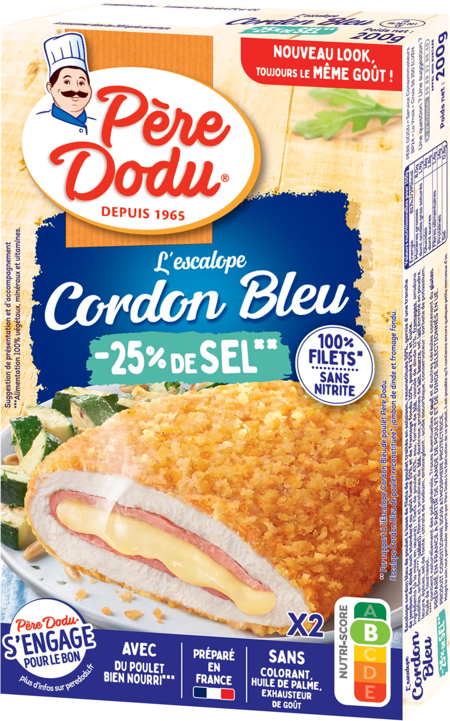 Père Dodu Escalope cordon bleu de poulet -25% de sel packshot