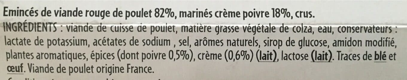 Père Dodu Émincés de poulet crème poivre packshot
