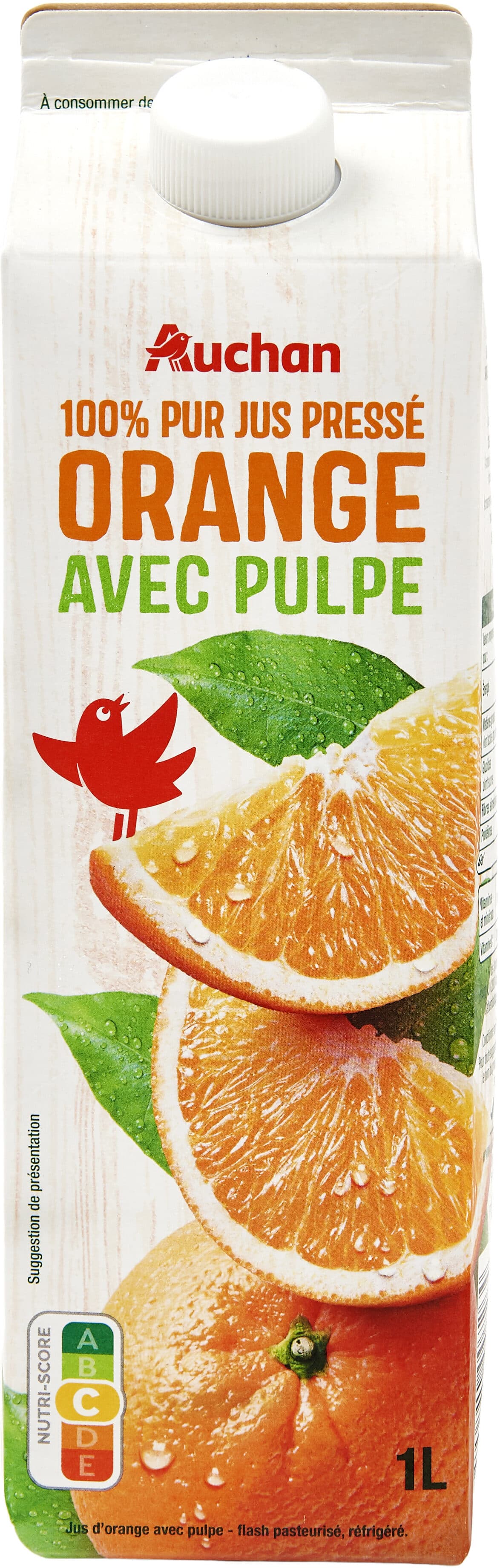 Auchan 100 % Pur jus PRESSé - orange - avec pulpe packshot