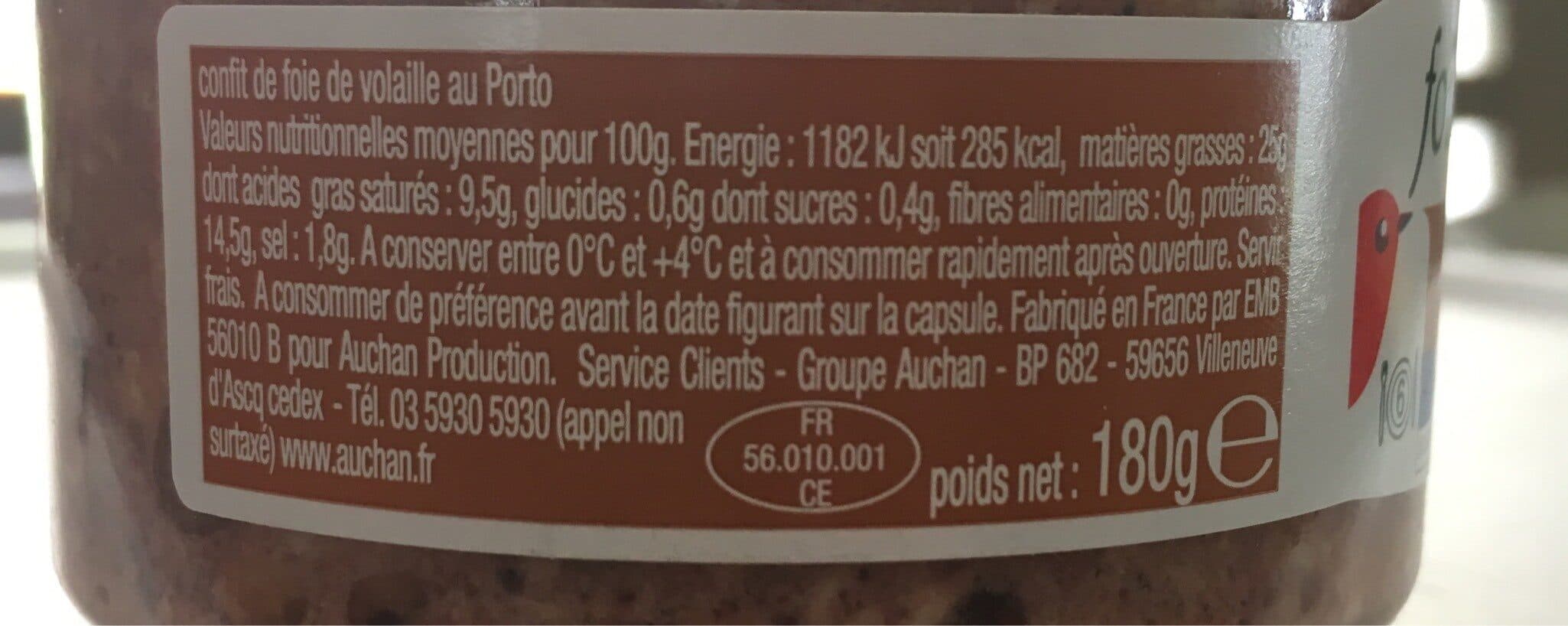 Auchan Confit de foie de volaille au Porto packshot