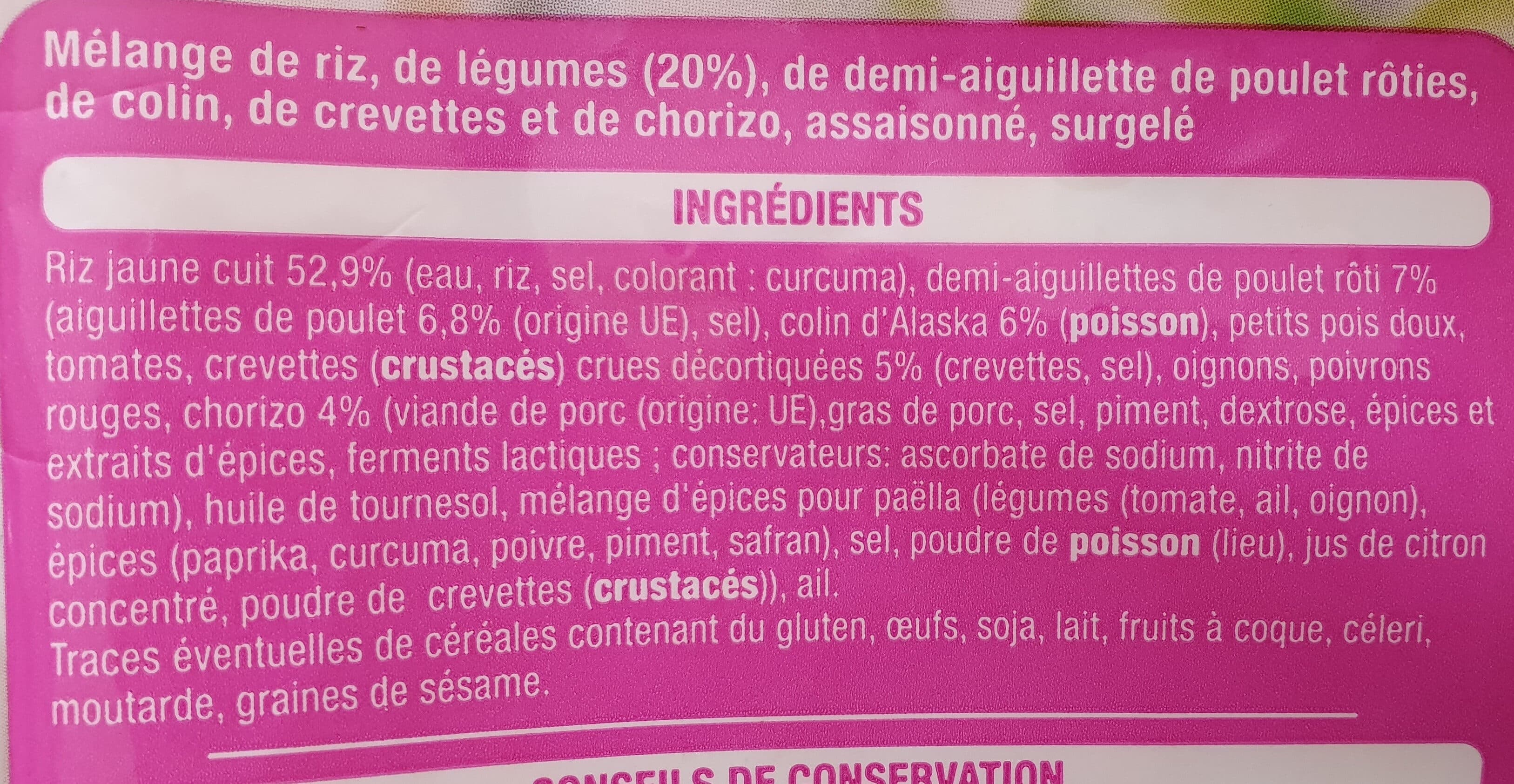 Auchan Paella, poulet colin, crevettes et chorizo packshot