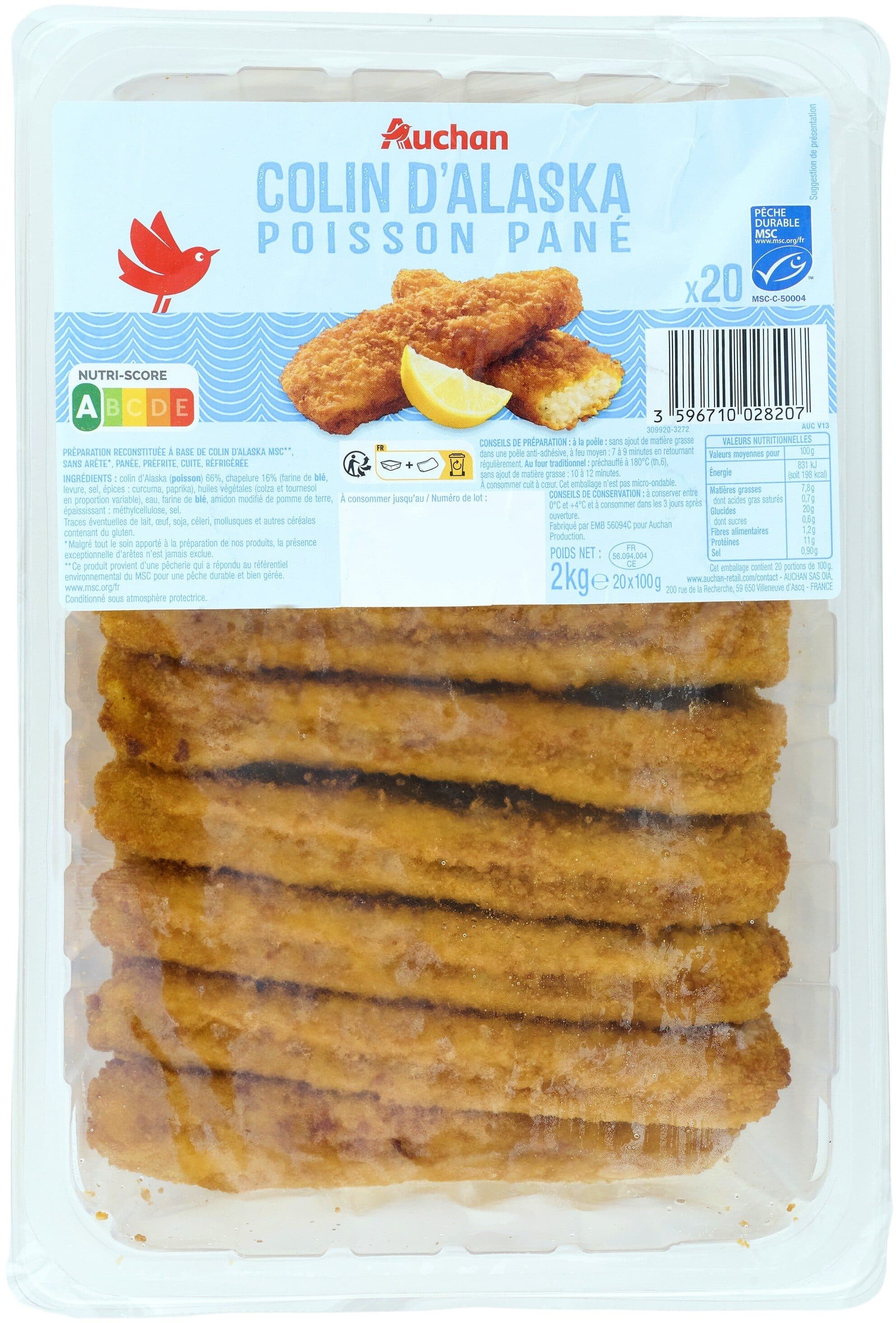 Auchan Colin d'Alaska poisson pané packshot