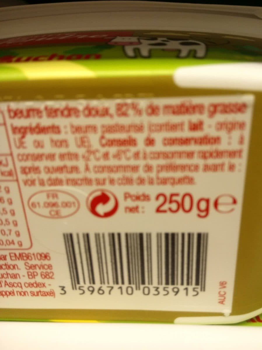 Auchan Beurre tendre doux packshot
