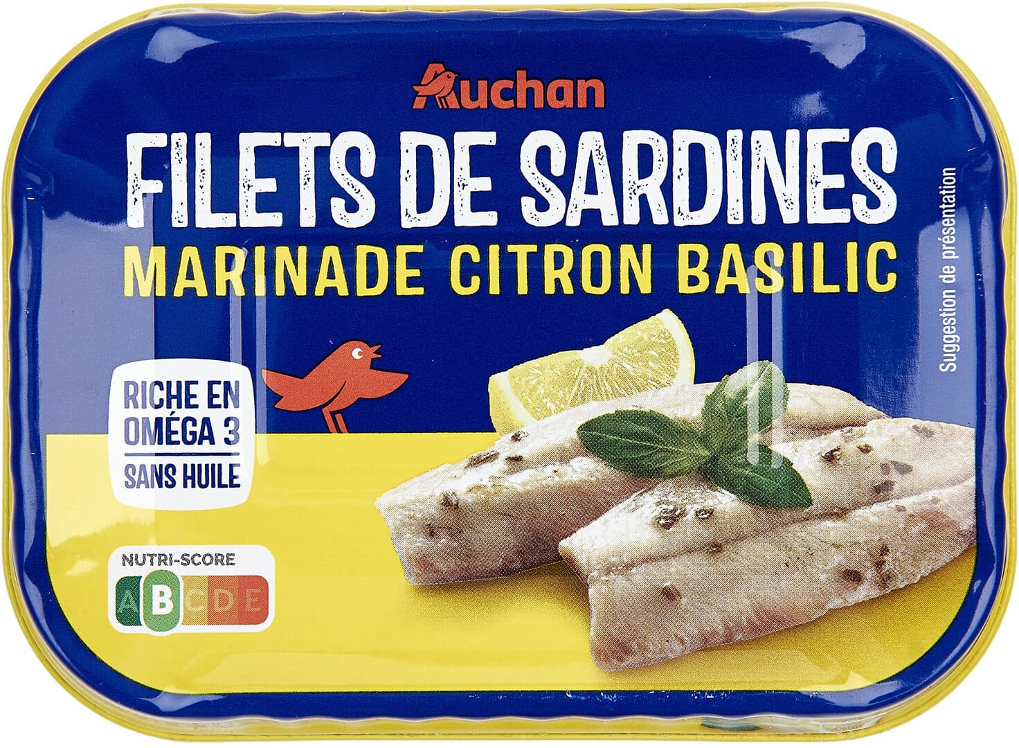 Auchan Filets de sardines marinade citron et basilic packshot