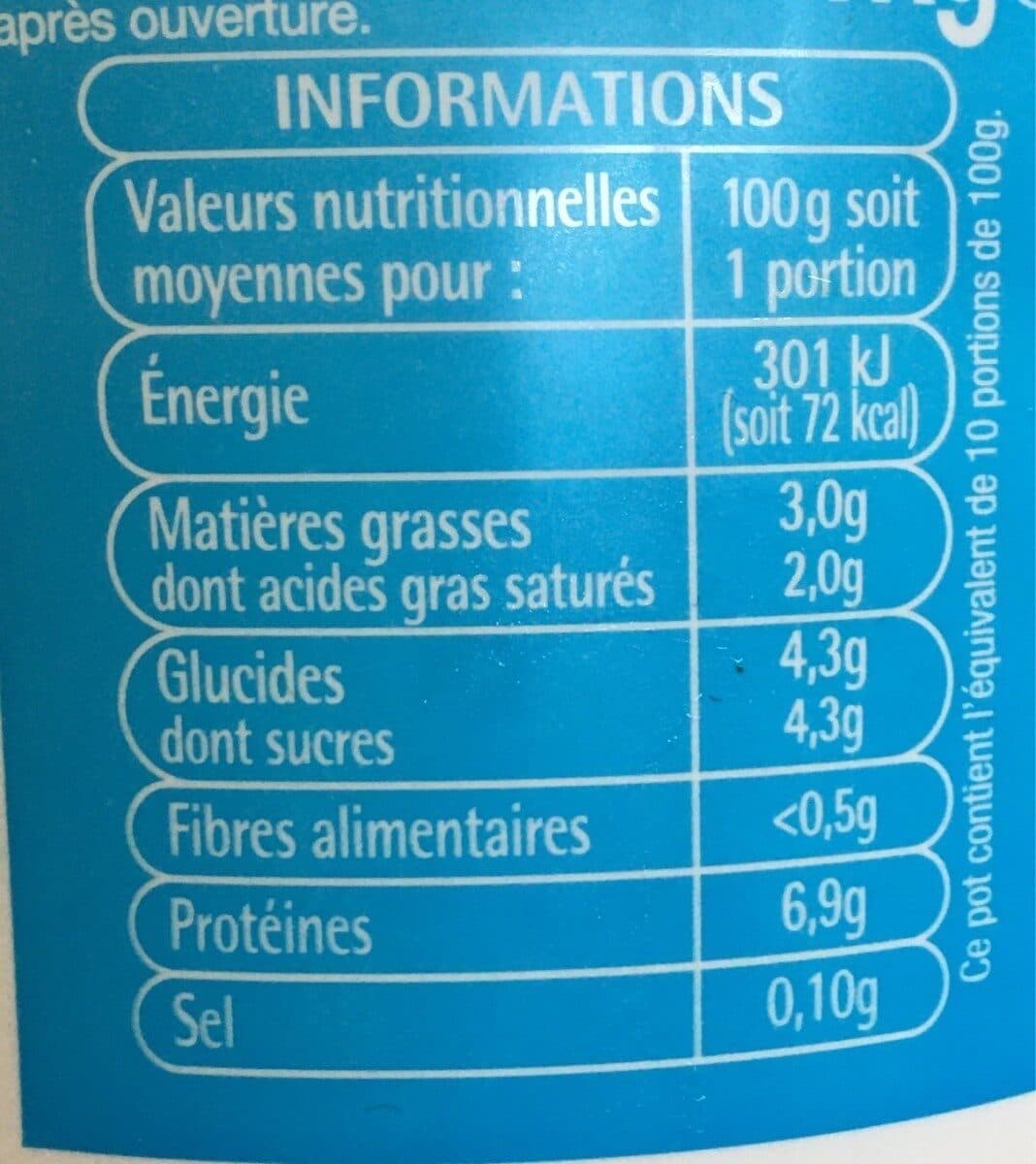 Auchan Fromage blanc3% matières grasses packshot