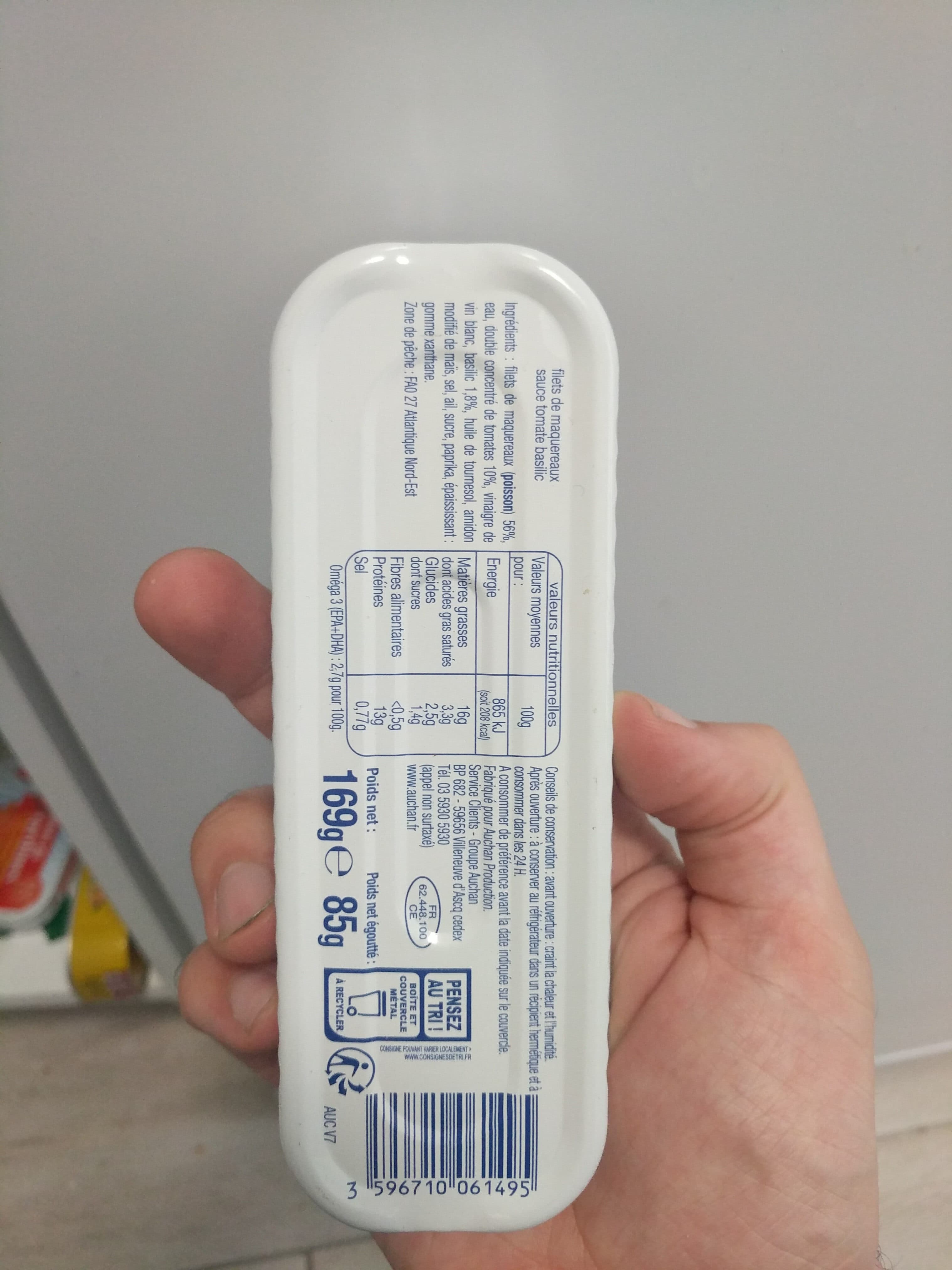 Auchan Filets de maquereaux tomate et basilic packshot