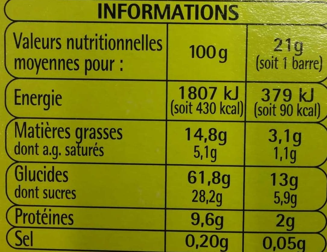 Auchan 6 Barres Céréalières Chocolat-Cacahuètes packshot