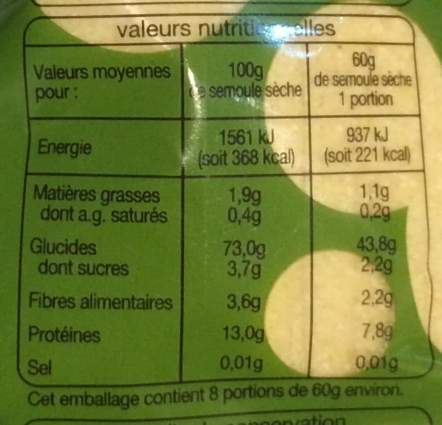 Auchan Semoule de ble dur moyenne packshot