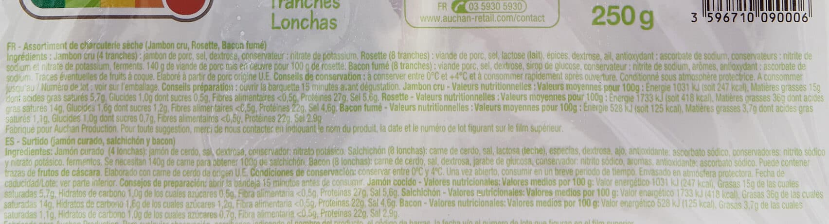 Auchan Assiette de charcuterie packshot