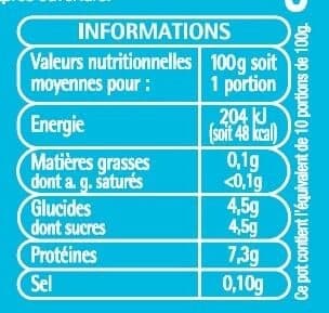 Auchan Fromage blanc0% de matières grassespossibilité Picto : Lait Origine France packshot