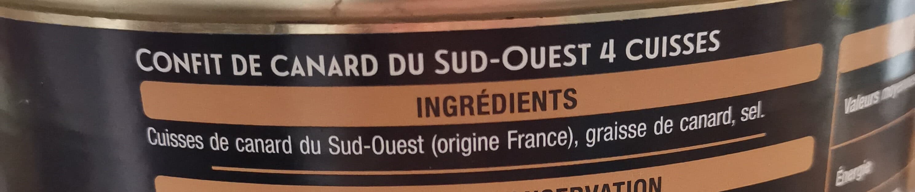 Auchan Confit De Canard du sud-ouest 4 cuisses packshot