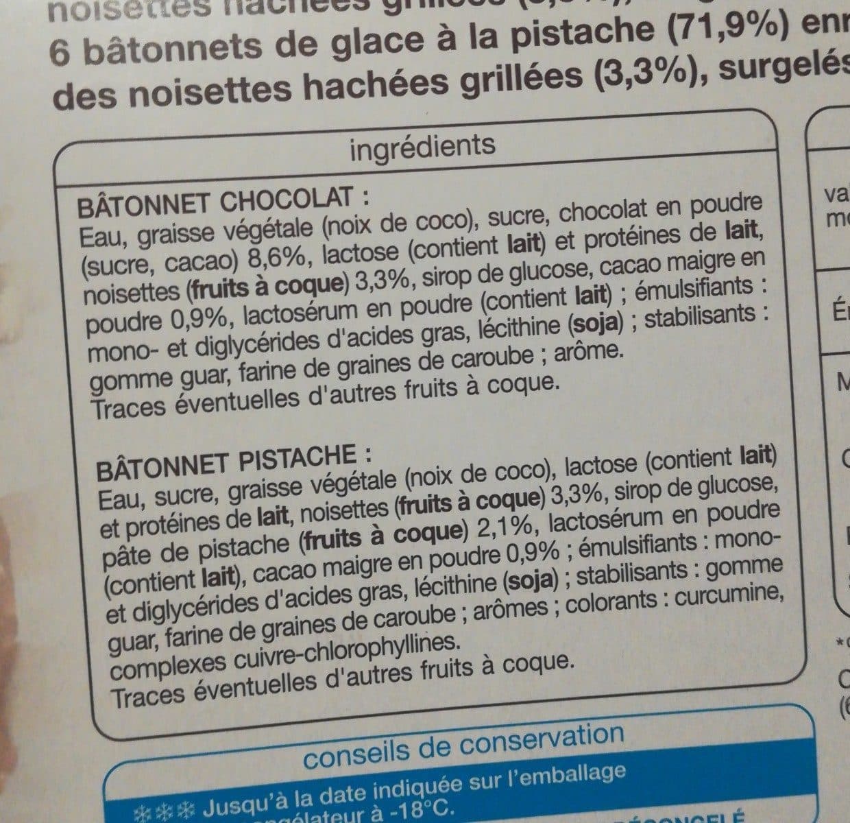 Open Food Facts Bâtonnets glacés 6 chocolats 6 pistaches packshot