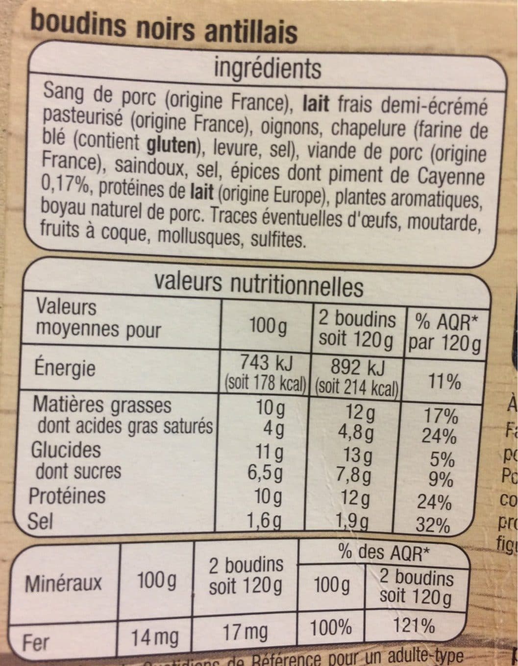 Auchan Boudins noirs antillais épicés packshot