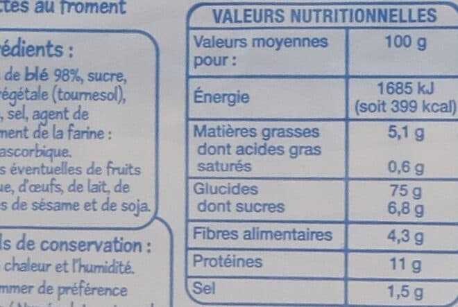 Auchan Biscottes au froment packshot