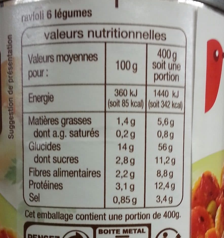 Auchan Ravioli 6 légumes packshot