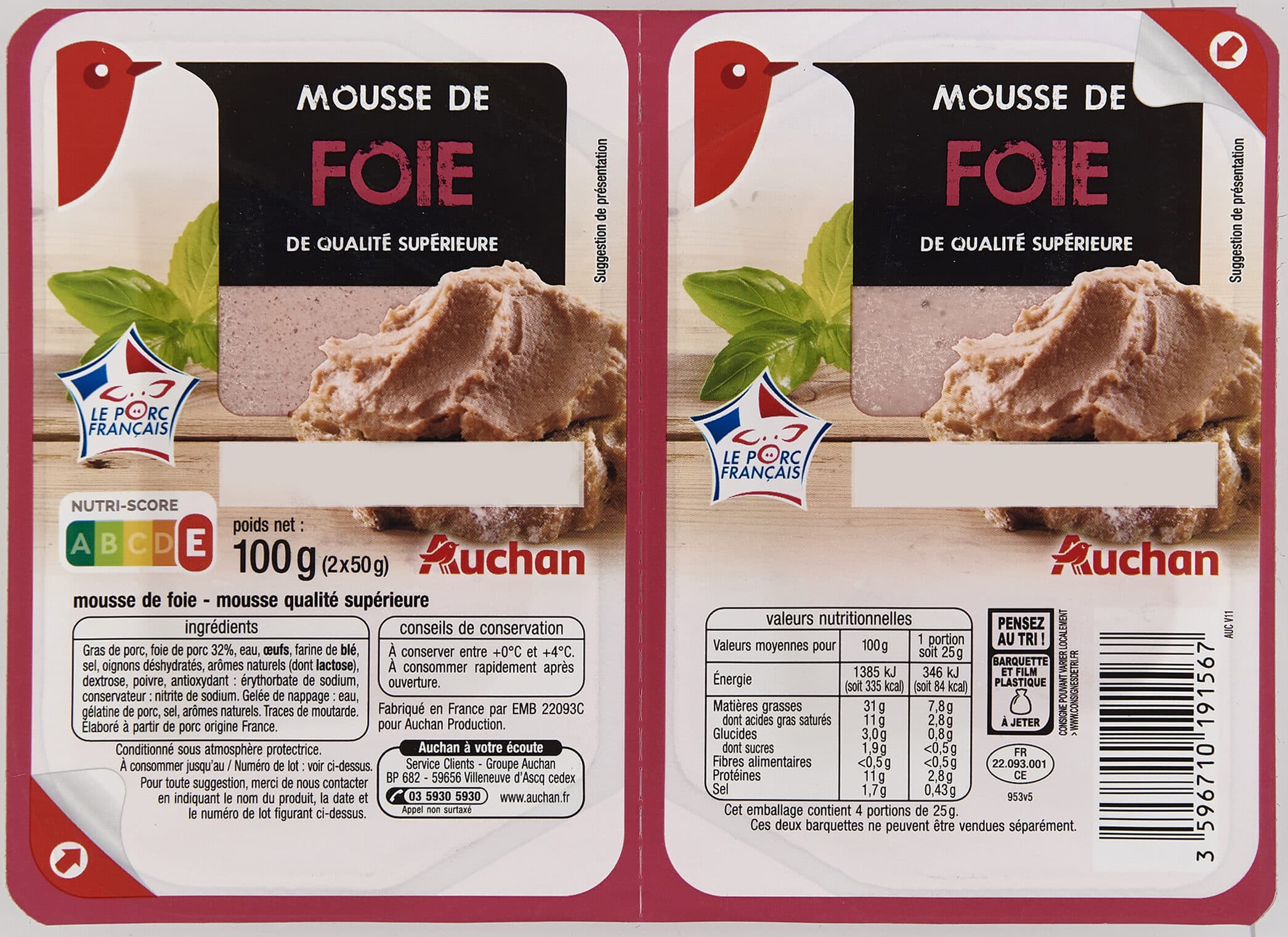 Auchan Mousse de foie packshot