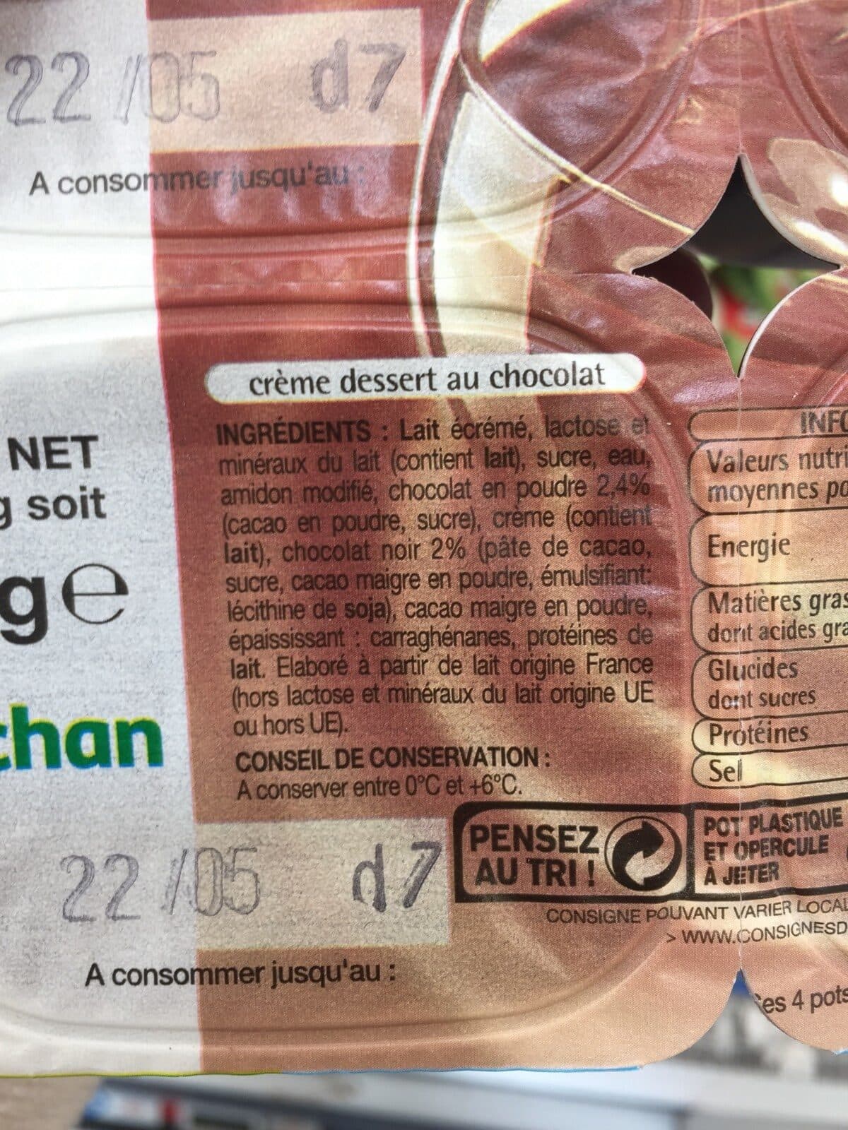 Auchan Crème dessert au chocolat packshot
