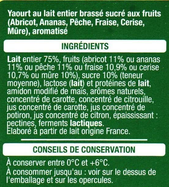 Auchan Les morceaux6 Saveurs : Abricot Ananas Pêche Fraise Cerise Mûre packshot