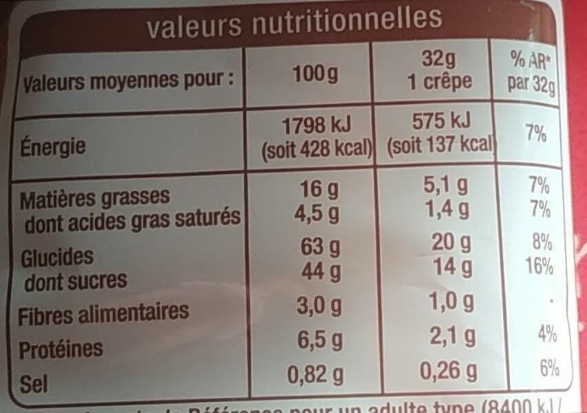 Auchan 8 crêpes Fourrage Chocolat packshot