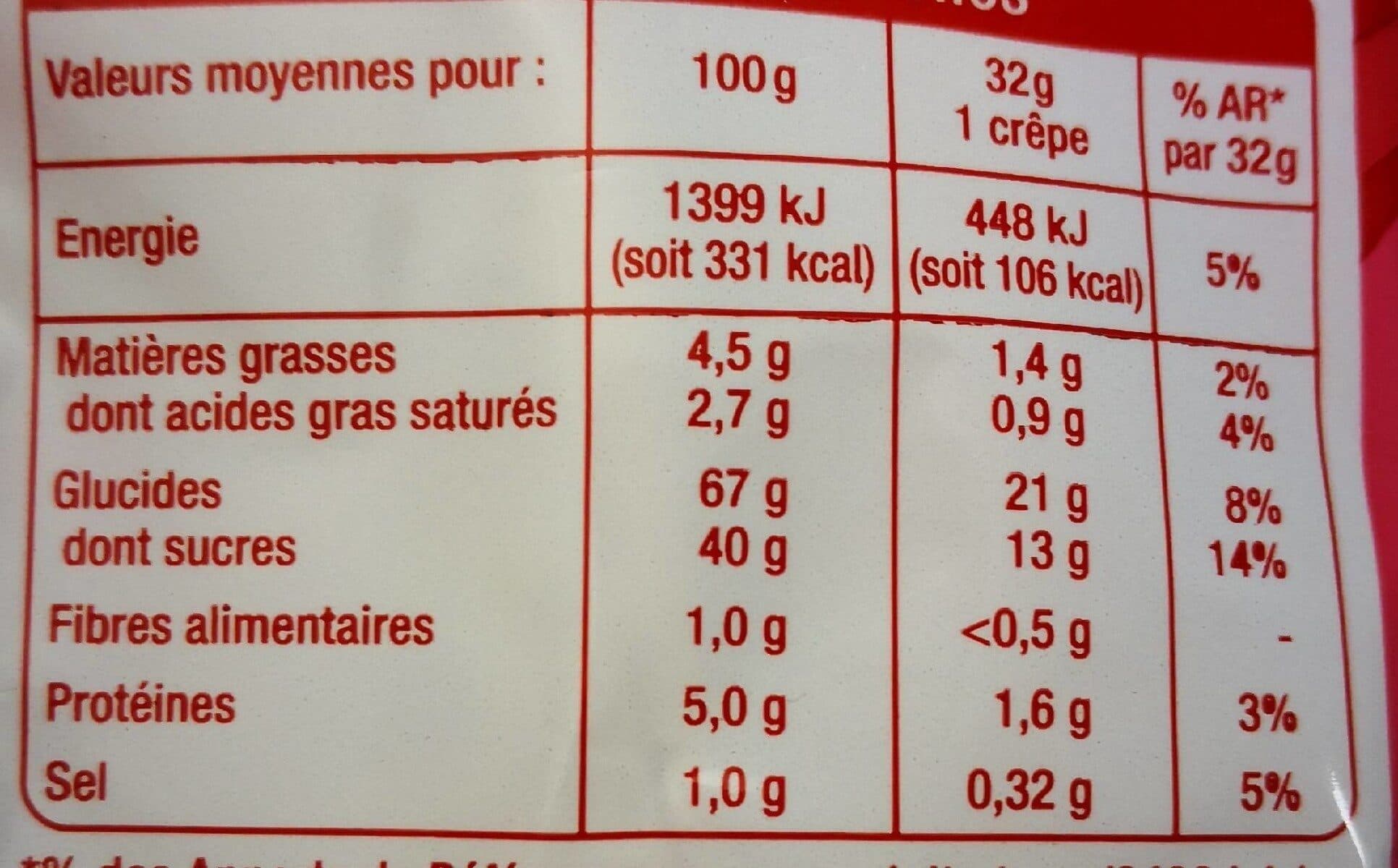 Auchan 8 crêpes saveur fraise packshot