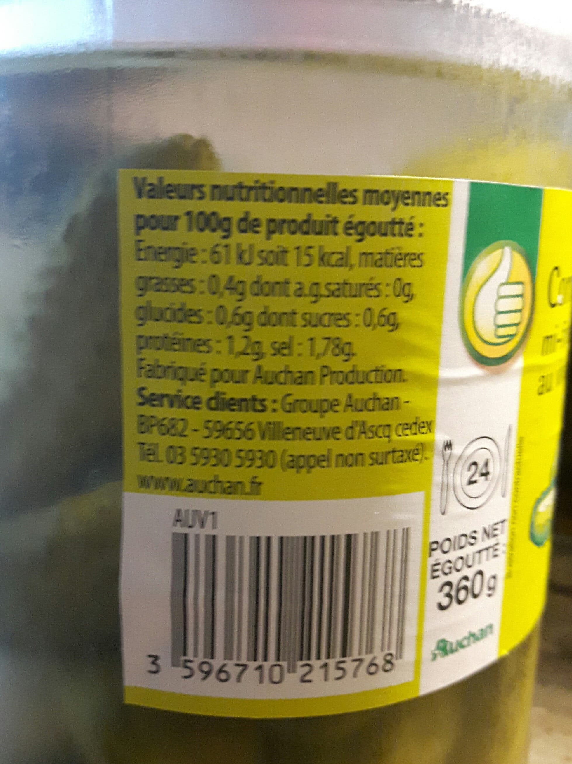Auchan Cornichons mi-fins au vinaigre packshot